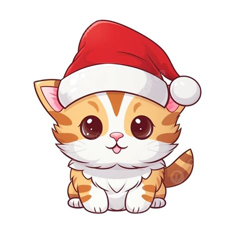 Cat Character Kitten Calico Christmas Santa Claus Hat Cartoon, Cat ...