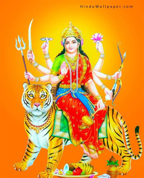 Maa Durga Image Trishul Lion Ten Hands HD Wallpaper Download - HinduWallpaper