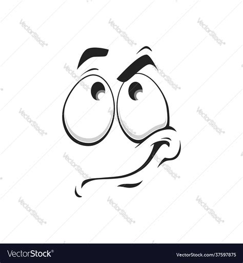 Cartoon face icon funny thinking emoji Royalty Free Vector