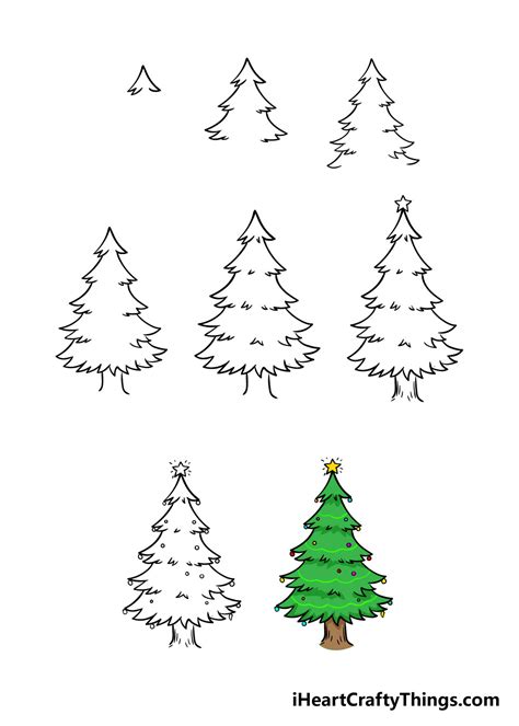 How To Draw A Christmas Tree For Kids Step By Step