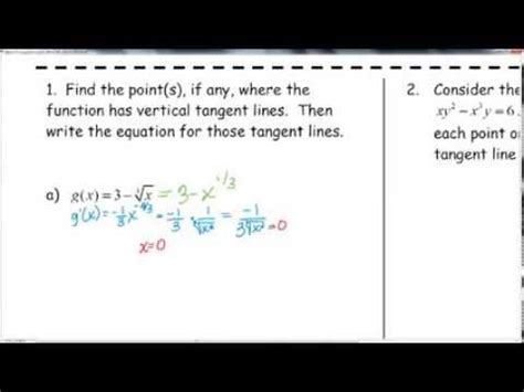 4.2 Vertical Tangent Lines - YouTube