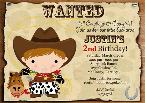 Free Western Baby Shower Invitation Templates Of Wanted Cowboy Birthday Invitation – Free ...