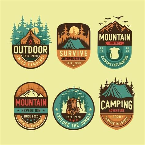 Set Of Camping And Outdoor Logo in 2021 | Outdoor logos, Adventure logo ...