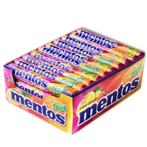 Mentos Fruit Candy Rolls - 40CT Case • Mentos Sugar-Free Gum & Candies • Gumballs, Bubble Gum ...