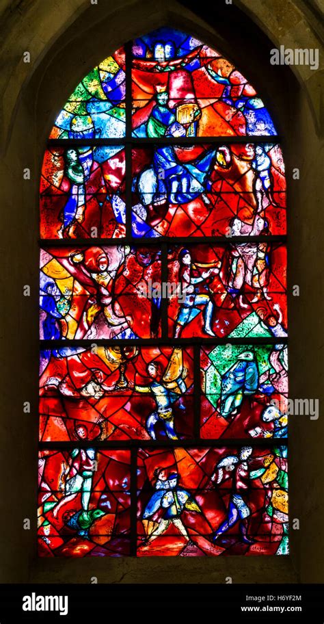 Stained glass window in Chichester Cathedral designed by Marc Chagall and made by Charles Marq ...