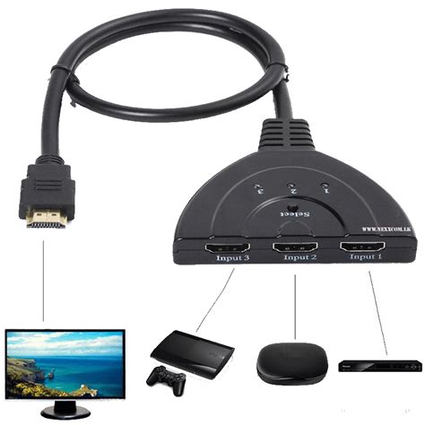 HDMI SPLITTER HDMI 3 in 1 OUT ADAPTER HDMI 1080P Auto Switch Extender Switcher Splitter Hub With ...