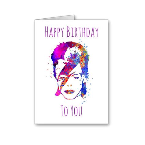 David Bowie Birthday Card Watercolour Effect supplied With - Etsy UK