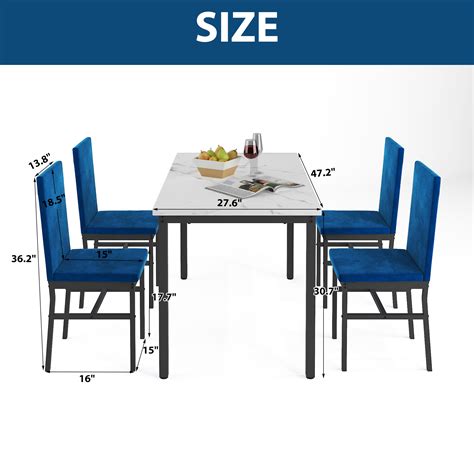 uhomepro 5 Pieces Dining Table Set, Marble Top Dining Table and Chairs Set for 4 Person ...