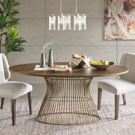 INK+IVY Mercer Dining Oval Solid Wood Tabletop, Metal Wire Frame Base ...