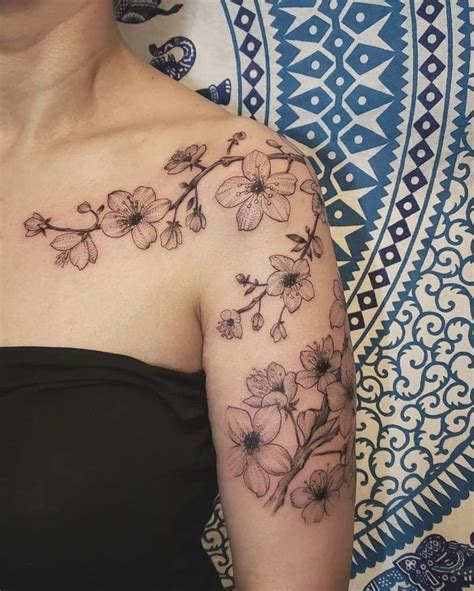 27 Charming Cherry Blossom in 2020 | Blossom tattoo, Feminine shoulder tattoos, Flower tattoo ...