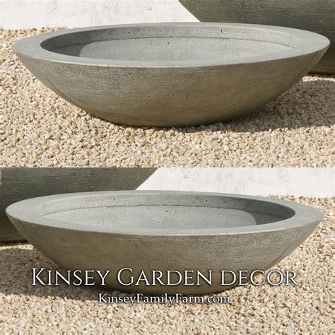 Low Zen Bowl Medium Stone Outdoor Planters | Kinsey Garden Decor