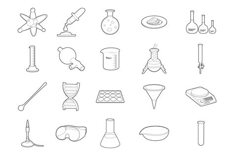 Chemistry Tools Icon Set, Outline Style Graphic by ylivdesign · Creative Fabrica