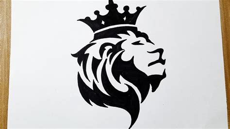 Lion With Crown Drawing Tattoo