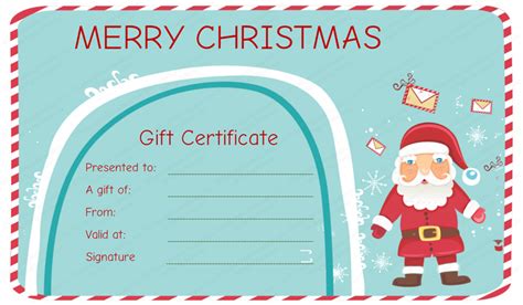 Santa Messages Christmas Gift Certificate Template