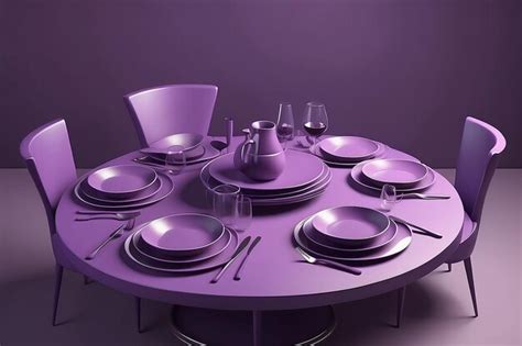 Premium Photo | Dining table with chairs and tableware