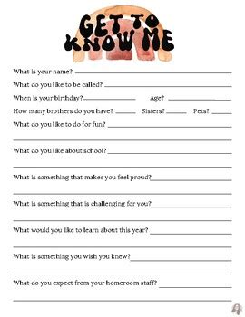 Get to Know Me Student Questionnaire by Elizabeth Casciano | TPT