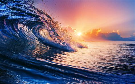 nature, Sunset, Sea, Waves, Clouds, Water, Colorful Wallpapers HD / Desktop and Mobile Backgrounds