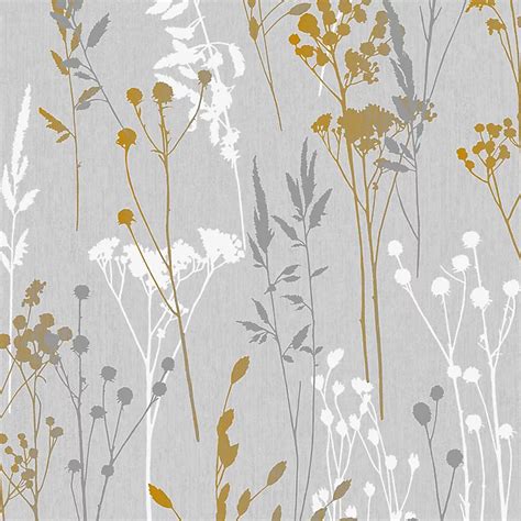 Superfresco Easy Grey & yellow Floral Textured Wallpaper | DIY at B&Q