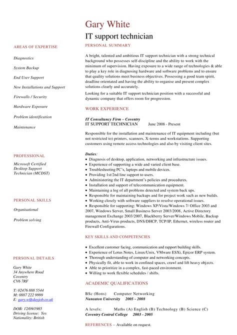 How to write an IT Technician Resume that will impress when you are applying for a new job ...