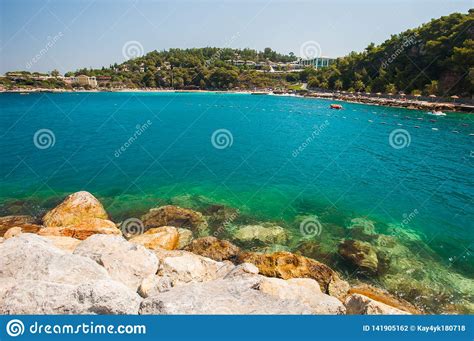 Azure Sea, Stones at the Shore. Vacation Near the Sea Stock Photo - Image of recreation, island ...