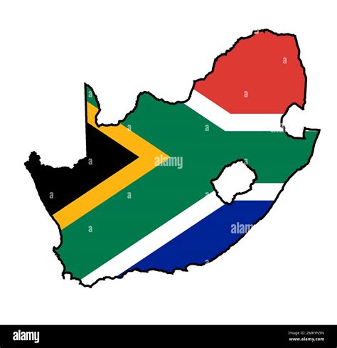 South Africa outline silhouette flag map over a white background Stock Photo - Alamy