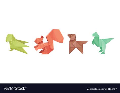 Origami or paper folding animal figures set Vector Image