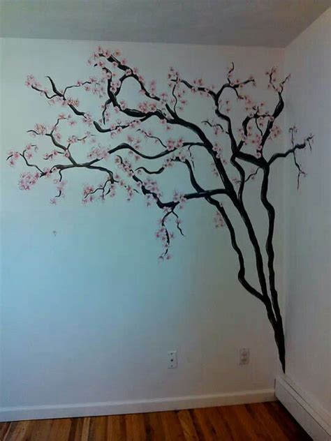 Cherry Blossom Tree Painting On Wall at PaintingValley.com | Explore ...