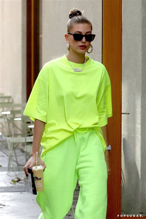 Hailey Baldwin's Neon Green Outfit November 2018 | POPSUGAR Fashion