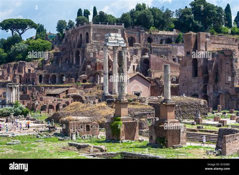 View of the ancient rome ruins near colosseum, Italy Stock Photo - Alamy