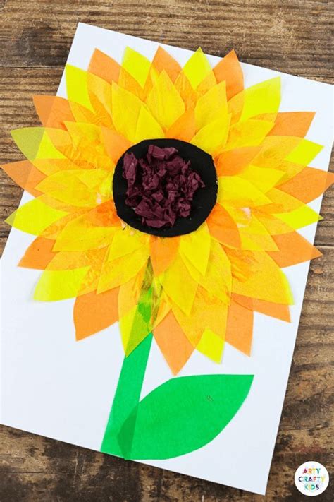 Easy Tissue Paper Sunflower Craft | Sunflower crafts, Tissue paper ...