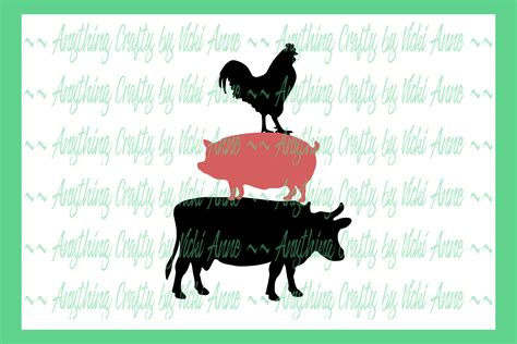 Rooster Cow Pig Graphic by Anything Crafty by Vicki Anne · Creative Fabrica