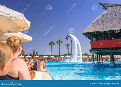 Flyboard Show at the Pool of TT Pegasos World Hotel in Turkey ...