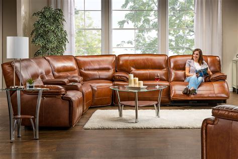 Drake Leather Power Reclining Sectional at Gardner-White