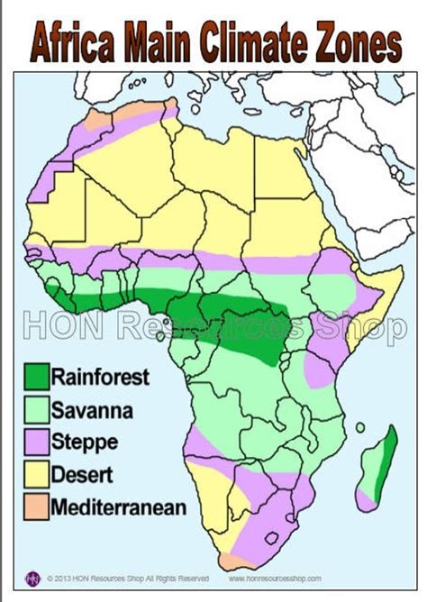 Africa Main Climate Zones Map Printable Poster by HONResourcesShop