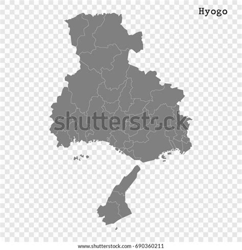 High Quality Map Hyogo Prefecture Japan Stock Vector (Royalty Free) 690360211