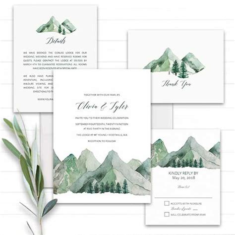 Mountain Wedding Invitation Watercolor Mountain Template