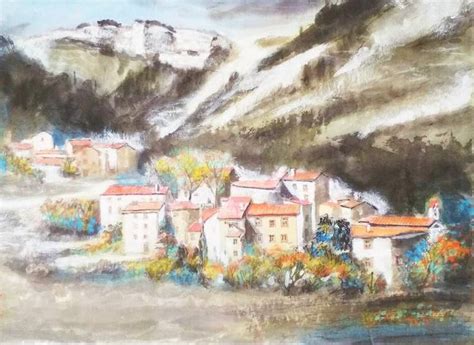 Small village Painting in 2021 | Painting, Architecture painting, Art