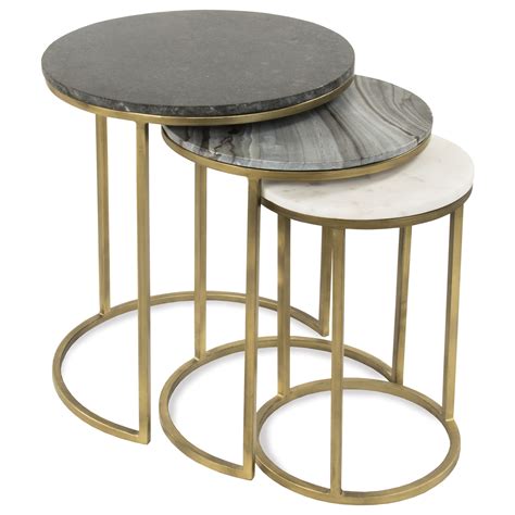 Riverside Furniture Dainna Nesting End Table Group with Tricolor Marble Tops | Dunk & Bright ...
