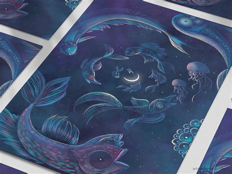 The New Moon in Pisces Fine Art Illustration Print | Etsy