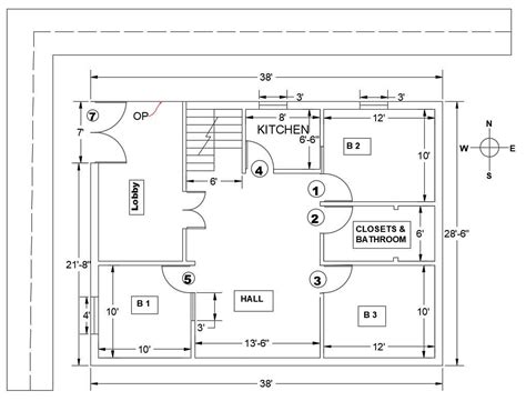 3BHK Simple House Layout Plan With Dimension In AutoCAD File - Cadbull