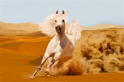 Arabian Horse in the Desert Painting by Vincent Zuniaga | Saatchi Art