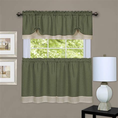 Designer Home Darcy Window Curtain Tier Pair & Valance Set, Double ...