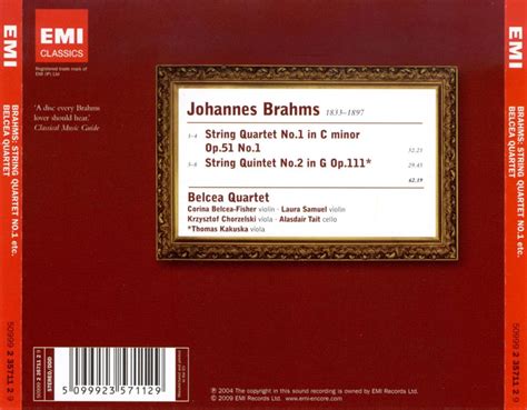 Brahms: String Quartet No. 1 op. 51-1, String Quintet No. 2 op. 111 ...