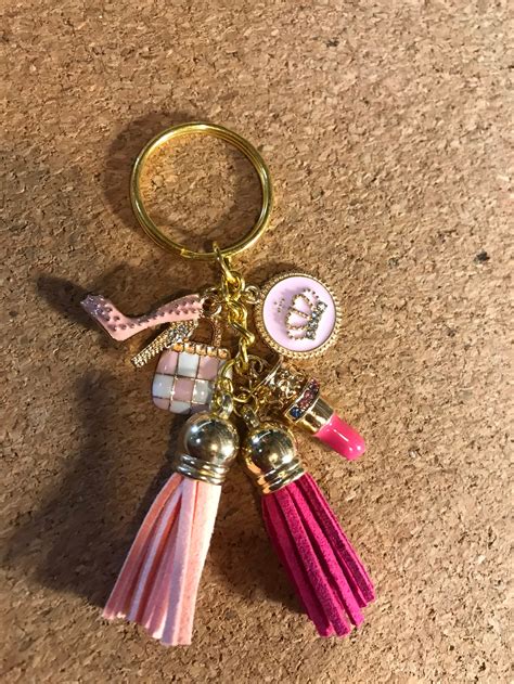 Pink Keychain Includes Charms & Tassels and Key Ring 3.5 Long - Etsy