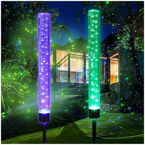 Solar Lights Outdoor - New Upgraded Garden Decor Lights, Color Changing Acrylic Bubble Lights ...