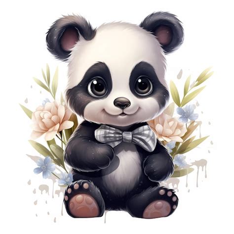 Premium AI Image | Watercolor drawing of a cute baby panda