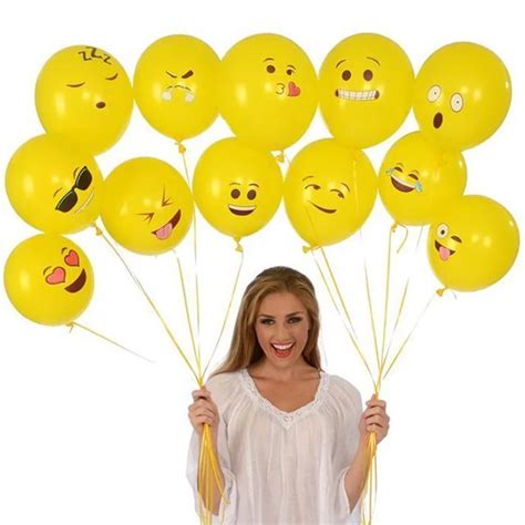 20pcs Emoji Balloons Mix Face Expression Yellow Latex Balloons Birthday ...