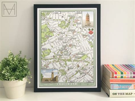 Crouch End London N8 illustrated map giclee print