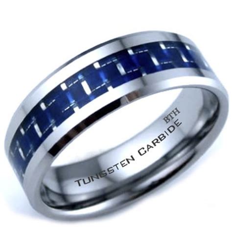 Blue Carbon Tungsten Wedding Bands