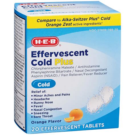 H-E-B Plus Effervescent Cold Tablets – Orange Flavor - Shop Cough, cold ...